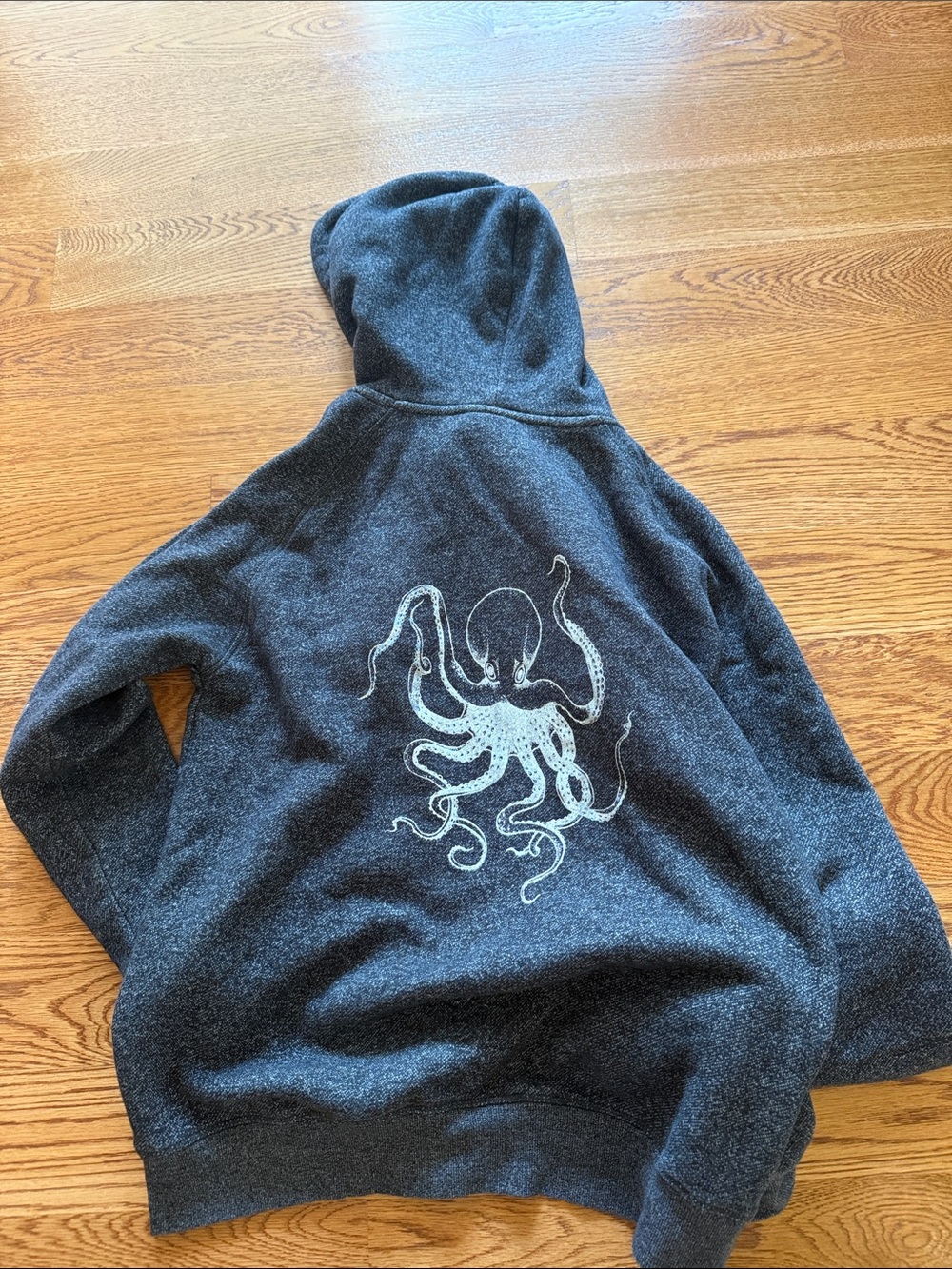 Men's Charcoal Gray Hoodie with Octopus Back Graphic